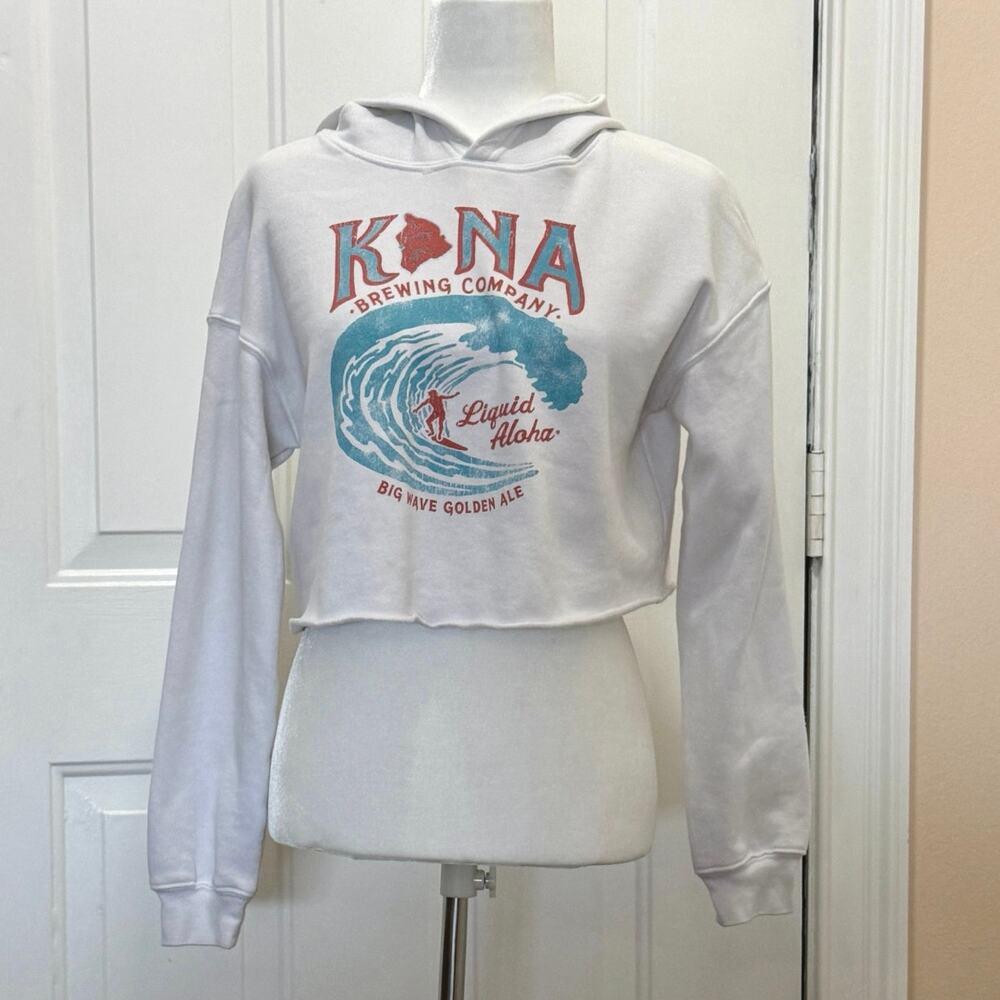 Kona Brewing Co women’s Small cropped hoodie sweat surf graphic long sleeves